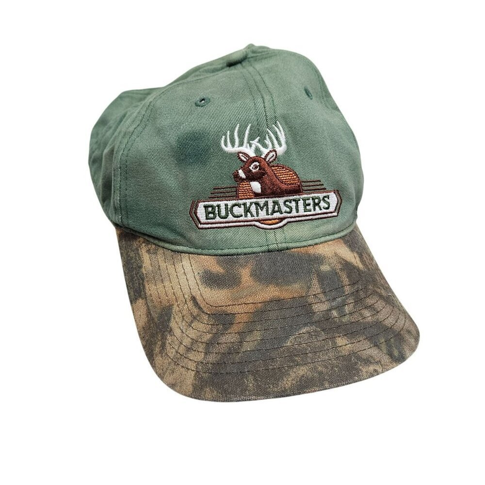 Buckmasters Green‎ Camo Hunting Baseball Cap Hook Loop Closure Deer Embroidery